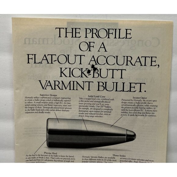 Hornady Varmint Bullets Vintage Print Ad 1990s Flat-Out Accurate Ammo Profile - Picture 4 of 6